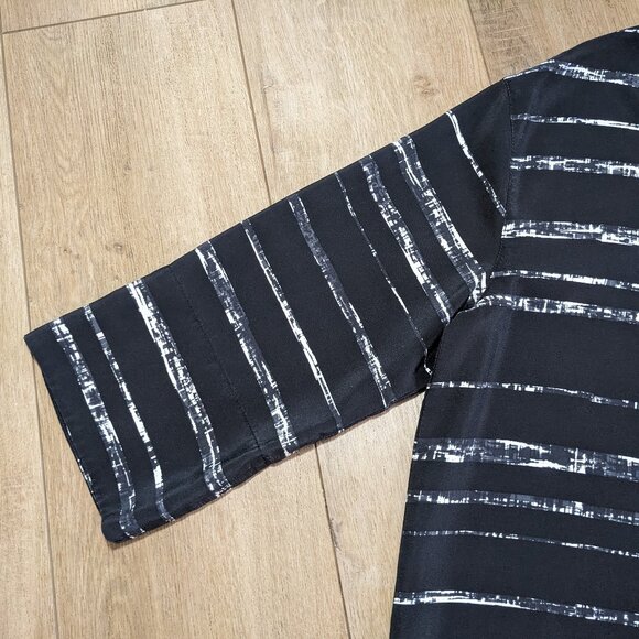 Vince Shadow Stripe Silk Dress Shift V-Neck 3/4 Sleeve Women's Sz S - Picture 4 of 12